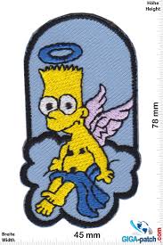 Simpsons comics presents bart simpson was a short stories comic book series centered on simpsons star bart simpson which ran from 2000 to 2016 in the united states, published by bongo comics. Simpson Bart Simpson Angel Patch Back Patches Patch Keychains Stickers Giga Patch Com Biggest Patch Shop Worldwide