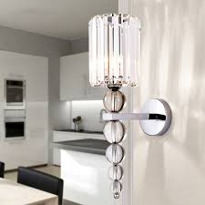 Cylinder Kitchen Wall Light Sconce Minimalist Beveled Crystal 1 Head Chrome Wall Lighting Fixture Beautifulhalo Com