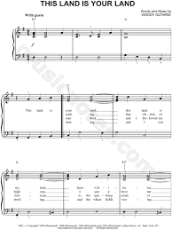 Vocal score piano, vocal and guitar sheet music hal leonard. Woody Guthrie This Land Is Your Land Sheet Music Easy Piano In G Major Transposable Download Print Sku Mn0077046