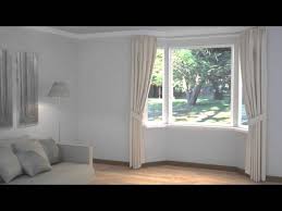 bay windows with curtains blinds