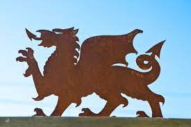 Large Cymru Welsh Dragon Rusty Metal