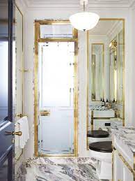 Frosted Glass Shower With Gold Frame