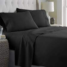Black Cotton Blend Bed Sheets