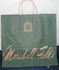 Current sale at marshall fields. Marshall Field S Med Green Paper Brown Handle Shopping Bag W Clock Name Logo Ebay