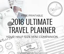 Free Printable Half Size Planner And 2018 Calendar Travel Planner
