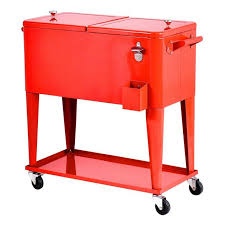 Costway 80qt Outdoor Standing Ice Chest Cooler Cart Drink Trolley Garden Patio Party New