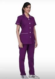 purple pure cotton female scrub suit