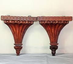 Pr Rosewood Hand Carved Wall Brackets