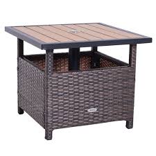 outsunny brown square rattan outdoor