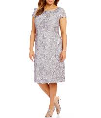 Alex Evenings Plus Size Cap Sleeve Rosette Lace Dress