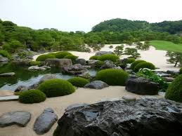 Japanese Garden With White Sand And