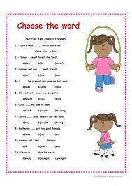 CHOOSE THE CORRECT WORD - English ESL Worksheets for distance learning and  physical classrooms