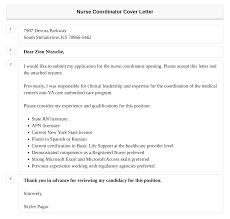 nurse coordinator cover letter velvet