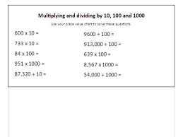 Year 5 6 Multiplying And Dividing By 10 100 1000 Differentiated Question Sheets