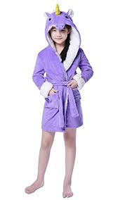 Newcosplay Children Unicorn Bathrobe Robe Cosplay Hooded Pajamas 8 10y Purple Horse
