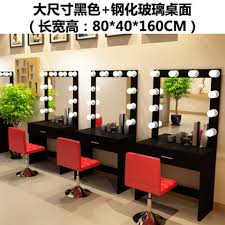 studio dressing table with light makeup