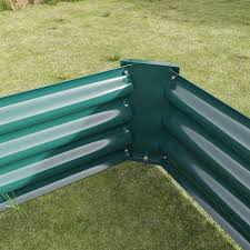 Green Metal Rectangle Raised Garden Bed