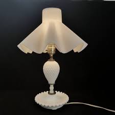 White Milk Glass Hobnail Lamp Hard