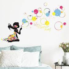 Girl Blowing Bubbles Girl Art Decals