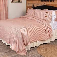 Red Ticking King Coverlet Bedspread