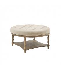 Round Natural Fabric Tufted Coffee