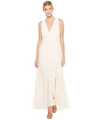 Authentique Badgley Mischka V Neck Draped Gown With Slit