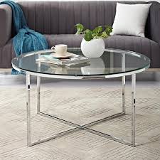 Modern round coffee table with laser engraving white walnut nesting table end table decorative home accessory for living room wooden table. Foster Chrome Coffee Table With Glass Top Furniture123