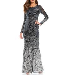 Betsy Adam Stretch Allover Sequin Ombre Gown