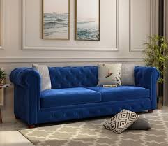 Buy Henry 3 Seater Sofa Velvet Indigo