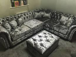crushed velvet chesterfield corner sofa