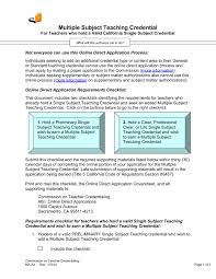 multiple subject teaching credential