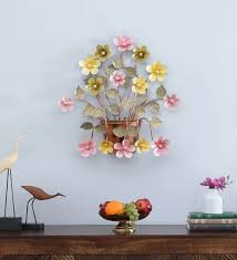 Buy Metal Basket Flower Wall Hanging