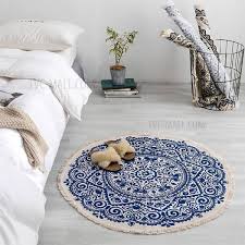 End & side tables (637). Shop Handwork 90cm Round Carpet Retro Linen Floor Mat Carpet Bedroom Sofa Cushion Blue From China Tvc Mall Com