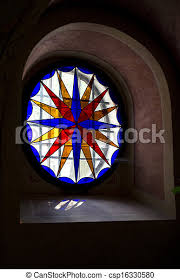 Buy or sell round, circular, rose antique church stained glass windows. Stained Glass Window Ornate Round Stained Glass Window In A Church Canstock