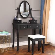 ktaxon black vanity set with stool