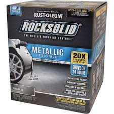 rust oleum 286893 rocksolid polycuramine metallic floor coating silver bullet 2 pack 1 car kit