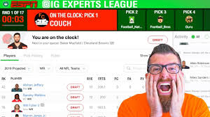 Created by fantasypros, the #1 fantasy sports advice and tools provider in the world, this is the only app that will give you expert advice for every 2. Espn Fantasy Football Draft 2019 Ig Experts League Youtube