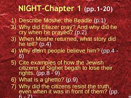Study guide questions for night by elie weisel (2006. Night Study Questions Chapter By Chapter
