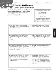 Practice Word Problems Workbook Glencoe