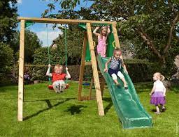 Wooden Swing And Slide Set Small Garden