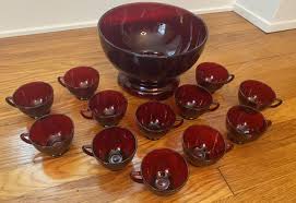 Ruby Glass Punch Bowl S For