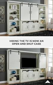 Tv stands & media centers. Blinton White Tv Stand With Bridge And Sliding Doors And Pier By Ashley Furniture Ashleyfurniture Home White Tv Stands Ashley Furniture Entertainment Wall