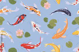 seamless pattern with anese koi fish