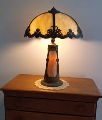 Vintage Slag Glazen Lamp Met Zeldzame