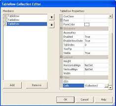 the table web control in asp net