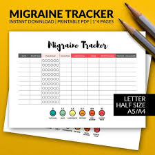 Bullet Journal Migraine Tracker Severity Symptoms And