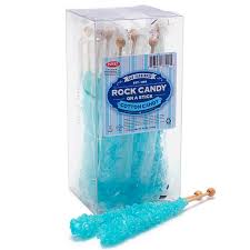Espeez Rock Candy Crystal Sticks Light Blue Cotton Candy 12 Piece Box Candy Warehouse