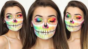 easy rainbow skull halloween makeup