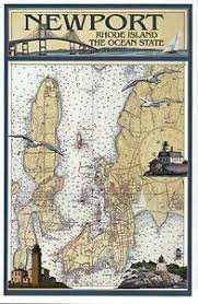 Details About Newport Rhode Island Nautical Chart Lighthouses Seagulls Modern Map Postcard