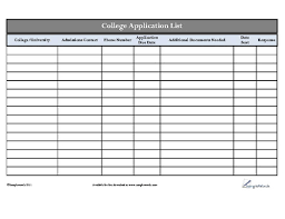 College Application Tracking List Pdf Form And Organizer